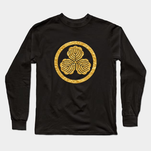 Japanese Mon Maruni Mitsu Kashiwa Long Sleeve T-Shirt by Takeda_Art